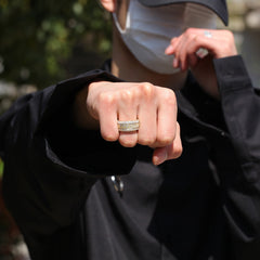 Hip-hop style zircon rotating Cuban ring