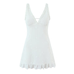 Women Clothing Mesh Embroidered Vest Dress