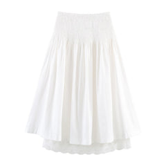 Women Wear Pleated Skirt Women High Waist A line Slimming Elegant Elastic Draping Long Skirt