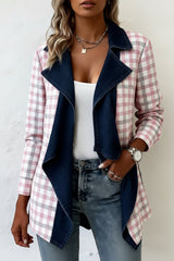Patchwork Denim Collar Women’s Long-Sleeved Mid-Length Coat