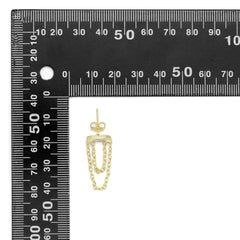 Clear CZ With Dangle Chain stud Earrings, Sku#LD468