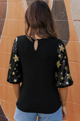 Lara Splicing Half Sleeve Top