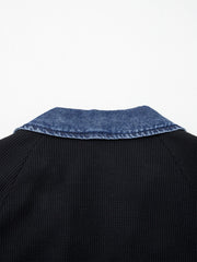 Denim Trim Button Detail Top
