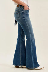 Judy Blue Mid Rise Jaqueline Flare with Triple Needle Back Pkts and Bandana Loop