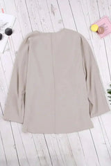 Elegant Apricot V Neck 3/4 Sleeve High Low Hem Shirt