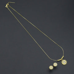 Clear CZ Daisy Flower Gold Link Chain necklace Stud Earring, sku#LD772