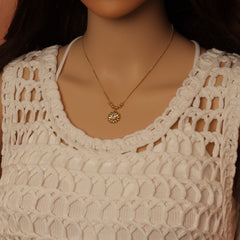Clear CZ Daisy Flower Gold Link Chain necklace Stud Earring, sku#LD772