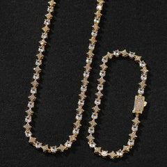 Star zircon tennis chain necklace