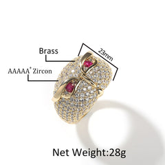 Hip-hop creative owl zircon-encrusted ring
