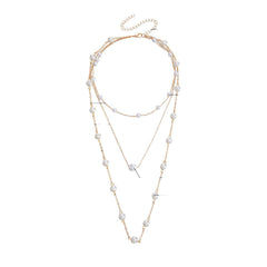 Women Layered Pearl Beads Necklace