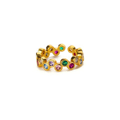 Colorful Tiny Round Rings For Women Stainless Steel Gold Color Adjustable Wedding Ring Luxury Aesthetic Jewlery Couple Gift