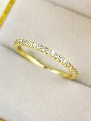 925 Sterling Silver Fashion Shiny 1.4mm Full Zircon Stackable Plain Ring For Women Daily Party Personalized Fine Jewelry