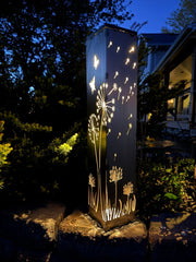 Blowing Dandelions Steel Luminary Pillar | Solar Light