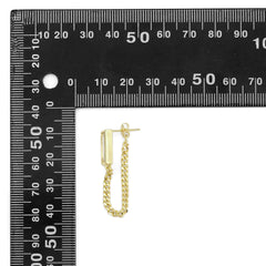 Gold Silver Rectangle CZ With Chain Link Dangle Earrings, Sku#LX374