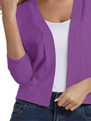 Viscose Blend Open Front Cardigan