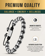High Power Magnetic Hematite Bracelet Silver Titan