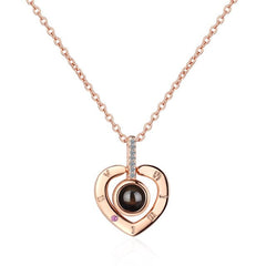 100 languages of love necklace Projection Pendant Necklace For Women Crystal Jewelry