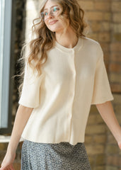 Zadie Ivory Short Sleeeve Button Cardigan